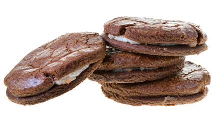 Appetizing chocolate chip cookies isolated