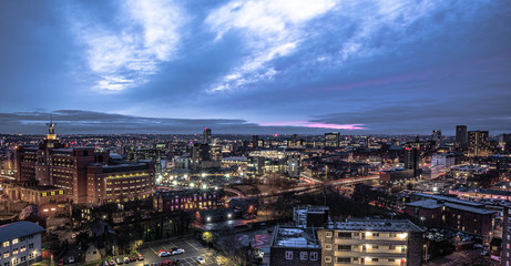 Overlooking Leeds City Centre - evening