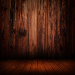 wooden interior room with wooden floor and wall