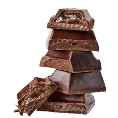 Chocolate bar with fruit berry cream filling isolated