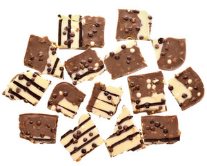 chocolate milk and white with popped rice isolated