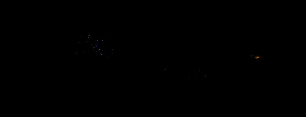 Fireworks at night time on a black sky background