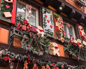 Christmas Market - Real Life Gingerbread House - Colmar France - obrazy, fototapety, plakaty