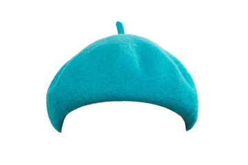Blue classic beret isolated on a white background