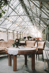 Green house interior set for wedding
