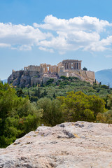 Fototapeta premium Parthenon temple view from Pnyx, Acropolis, Athens