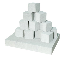 Lightweight construction brick isolated on white. Lightweight foamed gypsum block isolated on white.