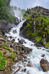Naklejka na ściany i meble Langfossen Waterfall, Norway.