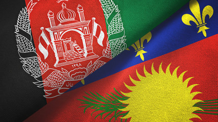 Afghanistan and Guadeloupe two flags textile cloth, fabric texture