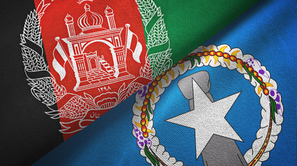 Afghanistan and Northern Mariana Islands two flags textile cloth, fabric texture