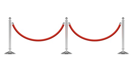 Barriers with red rope on silver stanchions
