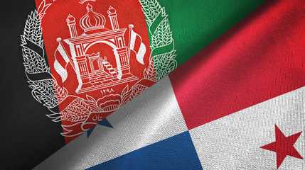 Afghanistan and Panama two flags textile cloth, fabric texture