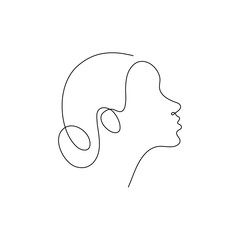 One line woman head design silhouette.Hand drawn minimalism style vector illustration
