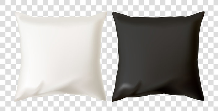 Vector realistic illustration of a white and black pillow. An isolated image of a pillow.
