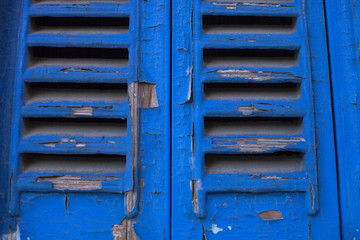 old blue shutters  - 314746405