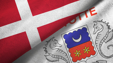 Denmark and Mayotte two flags textile cloth, fabric texture