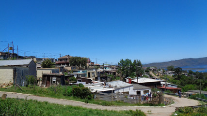 view to huts outside the city