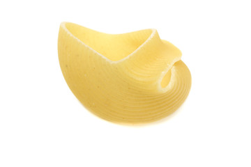 A lot of italian's raw pasta(macaroni) conchiglie on a white background