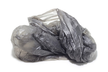 crumpled plastic bag on a white isolated background