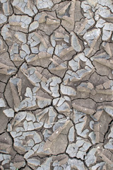 Dry cracked earth top view. Drought season on earth. dry ground environmental problems and global warming.