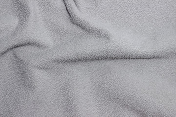 gray crumpled textile, terry cloth background and texture.top view.copy space