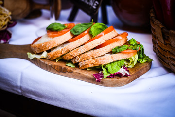 italian panini close up view - with fresh ingredients