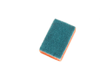 orange sponge for washing dishes. clean without foam. on a white isolated background