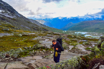 Fototapeta premium Hiking Trip to Trolltunga, Norway.