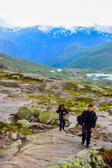 Fototapeta premium Hiking Trip to Trolltunga, Norway.