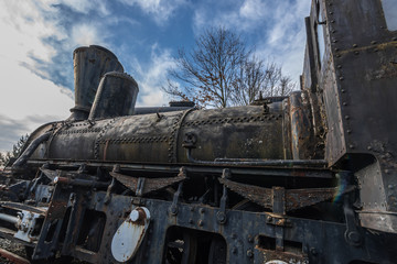 Plakat alte dampflokomotive detail von kessel