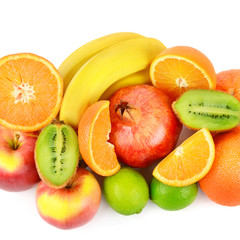 Set of fruits isolated on a white background.