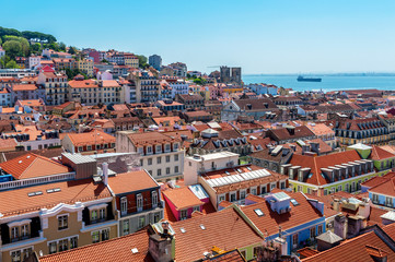 Fototapeta na wymiar Aerial view on the center of Lisboa, Portugal