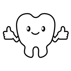 Obraz premium Happy tooth icon shows like. Vector illustration