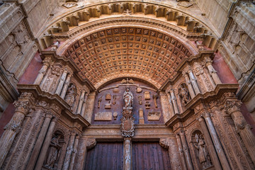 Fototapeta premium Spain - Entrance to the cathedral - Palma de Mallorca