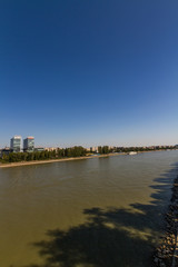 Fototapeta premium West side of the river Danube from Apad Bridge, Budapest