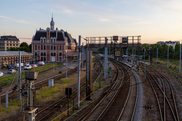 Fototapeta premium Valenciennes, France. 2019/9/14. The historical building of the railway station in Valenciennes, France.