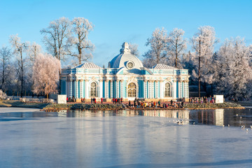 Grotto pavilion in Catherine park in winter, Tsarskoe Selo (Pushkin), St. Petersburg, Russia