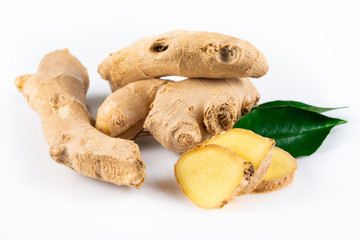 Fresh  ginger on white background
