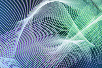 Abstract curly lines neon background. LED neon green and blue lights background as an artificial...