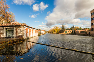 Valladolid, Spain. The Darsena (dock) of the Canal de Castilla (Canal of Castile), constructed in the 18th Century