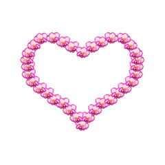 Fototapeta premium Heart shaped frame made of pink color on a white background