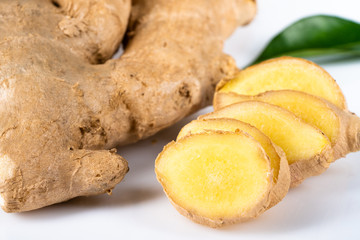 Fresh  ginger on white background