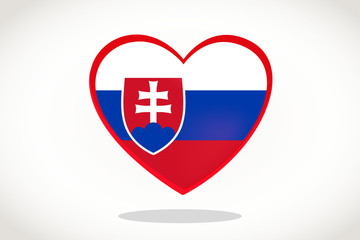 Slovakia Flag in Heart Shape. Heart 3d Flag of Slovakia, Slovakia flag template design.