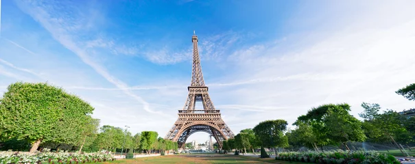 Rolgordijnen eiffeltour en stadsbeeld van Parijs © neirfy