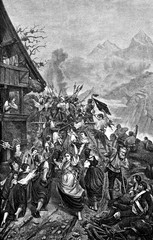 1798 - Victory at Rothenthurm in Canton of Schwyz in Switzerland:  people raise against the French army during the French invasion of Switzerland