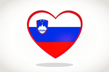 Slovenia Flag in Heart Shape. Heart 3d Flag of Slovenia, Slovenia flag template design.