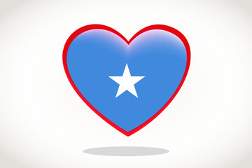 Somalia Flag in Heart Shape. Heart 3d Flag of Somalia, Somalia flag template design.