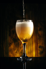 Glass of beer on wooden