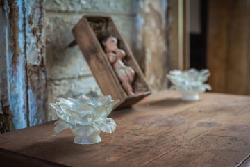 Religious items in an old abandoned villa in France