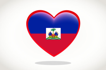 Haiti Flag in Heart Shape. Heart 3d Flag of Haiti, Haiti flag template design.
